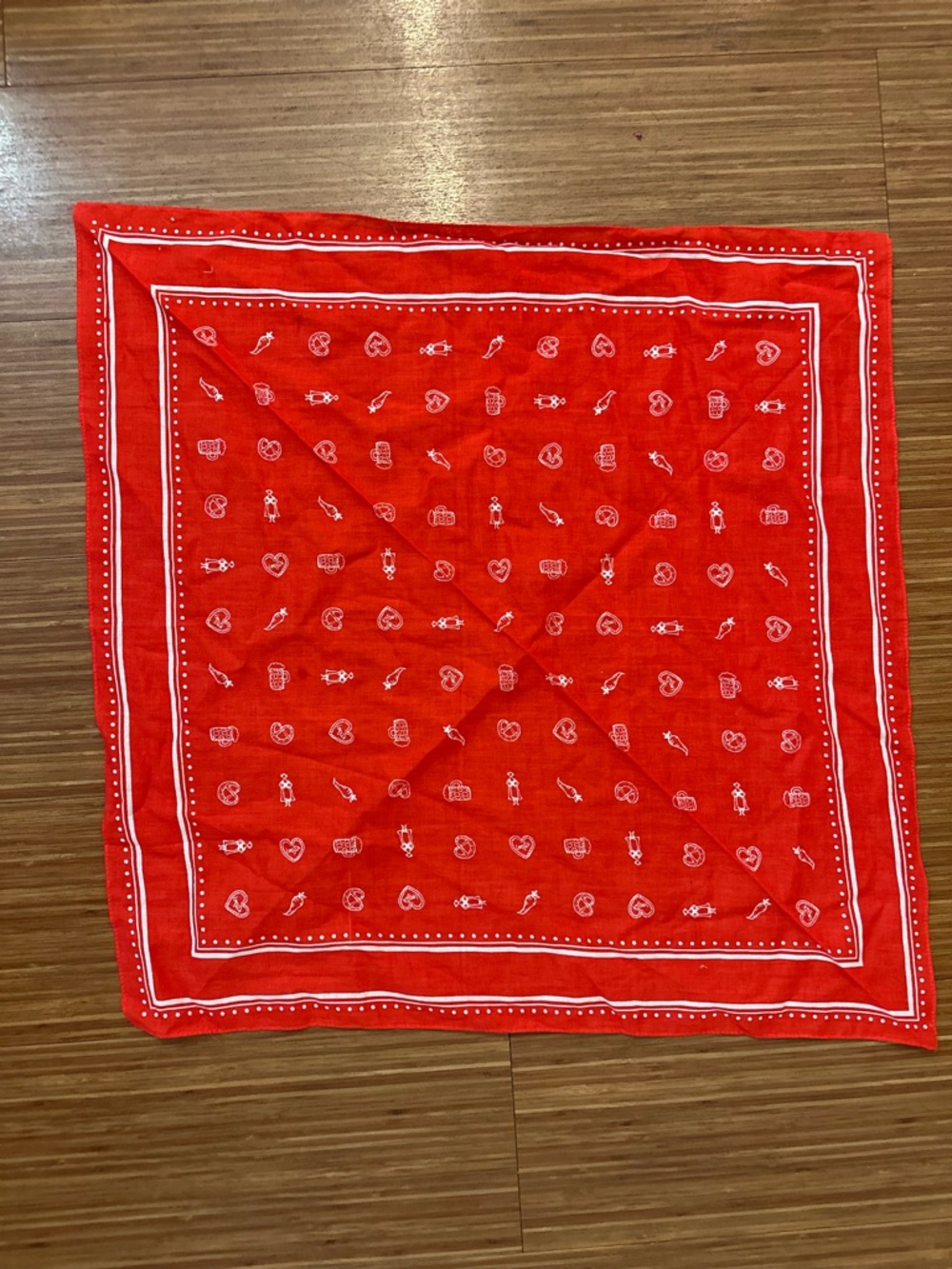 Red Bandana Scarf with White Print Oktoberfest